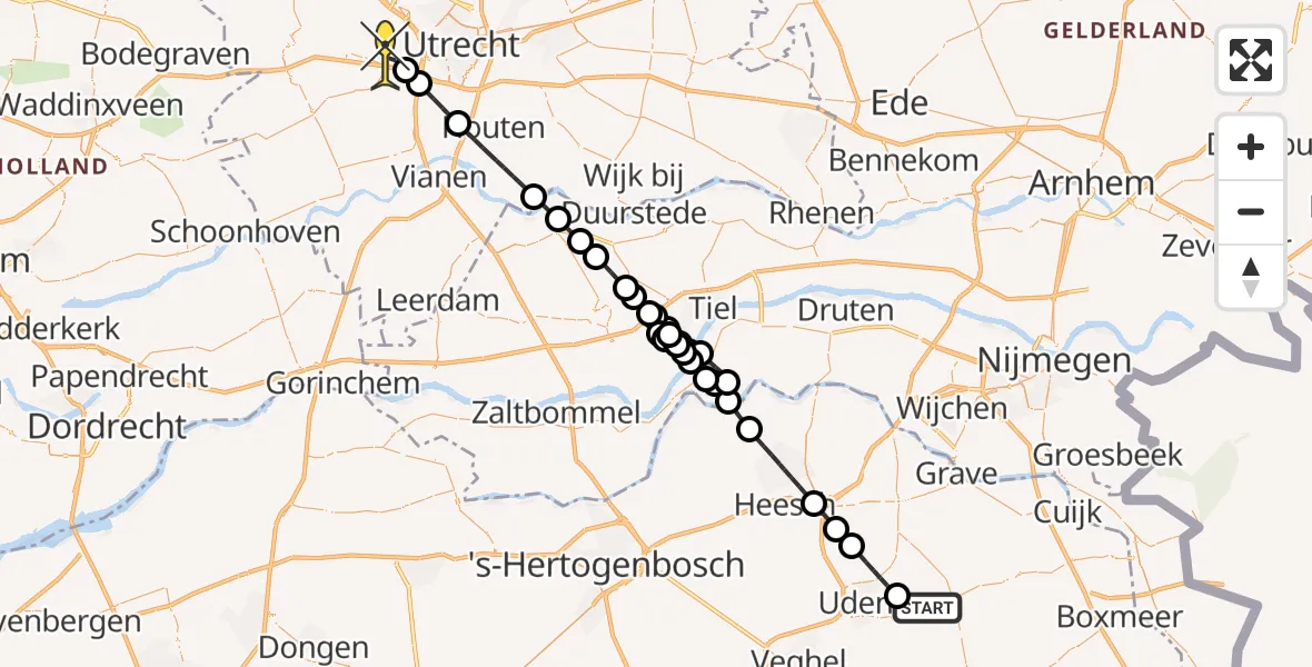 Routekaart van de vlucht: Lifeliner 3 naar De Meern, Zeelandsedijk