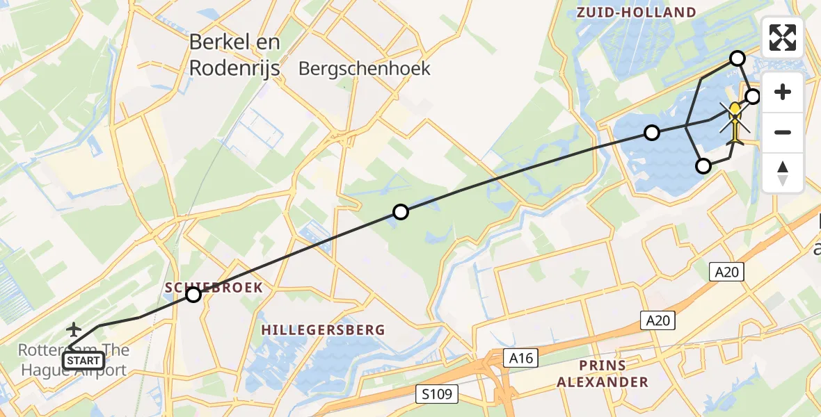 Routekaart van de vlucht: Lifeliner 2 naar Rotterdam, Bovendijk