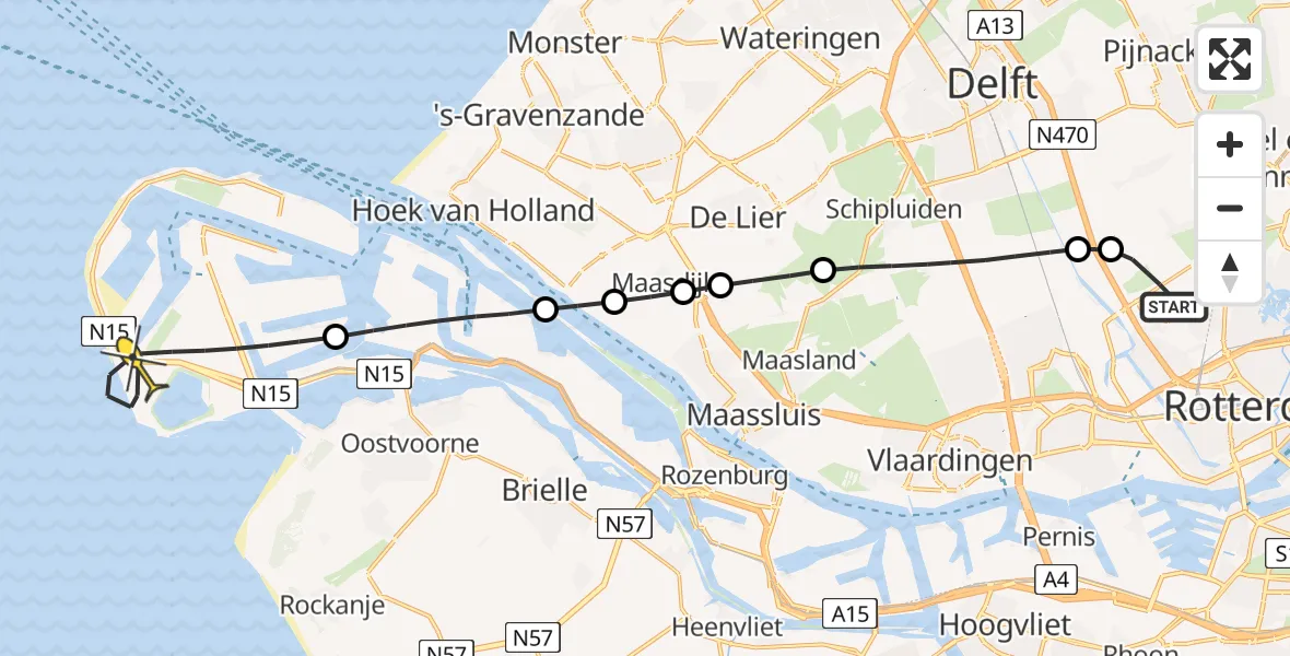 Routekaart van de vlucht: Lifeliner 2 naar Maasvlakte, Brandenburgbaan