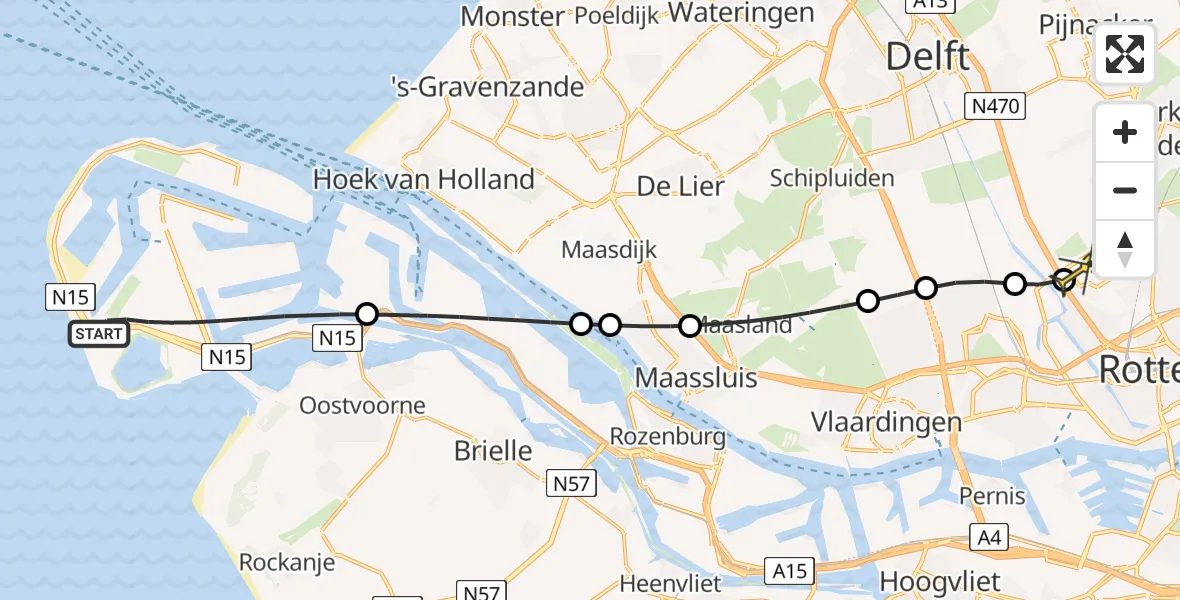 Routekaart van de vlucht: Lifeliner 2 naar Rotterdam The Hague Airport, Container Exchange Route