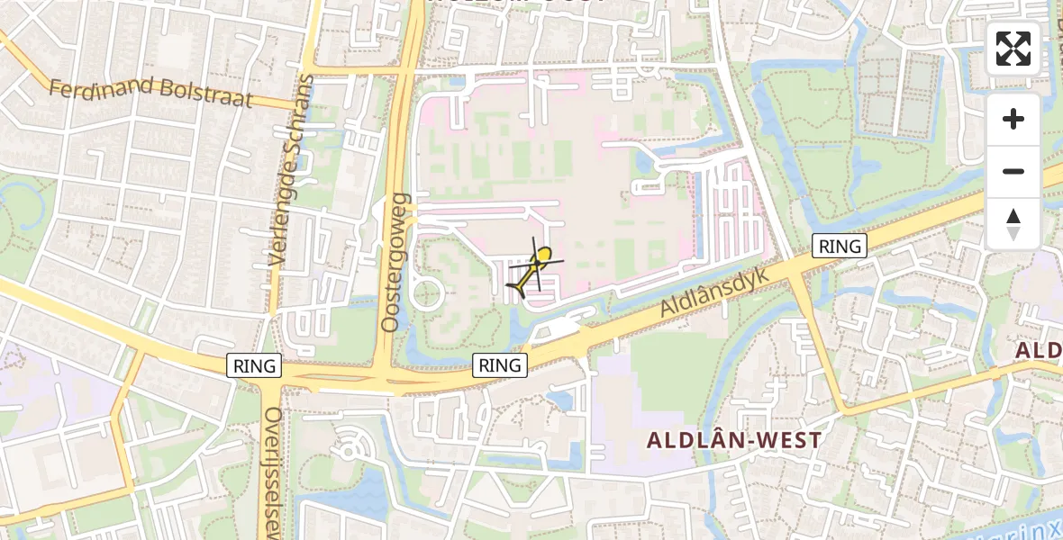 Routekaart van de vlucht: Ambulancehelikopter naar Leeuwarden