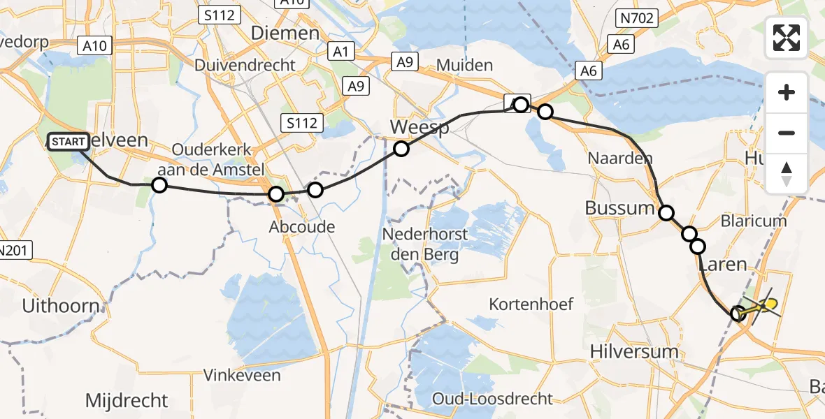 Routekaart van de vlucht: Politieheli naar Eemnes, Kazernepad