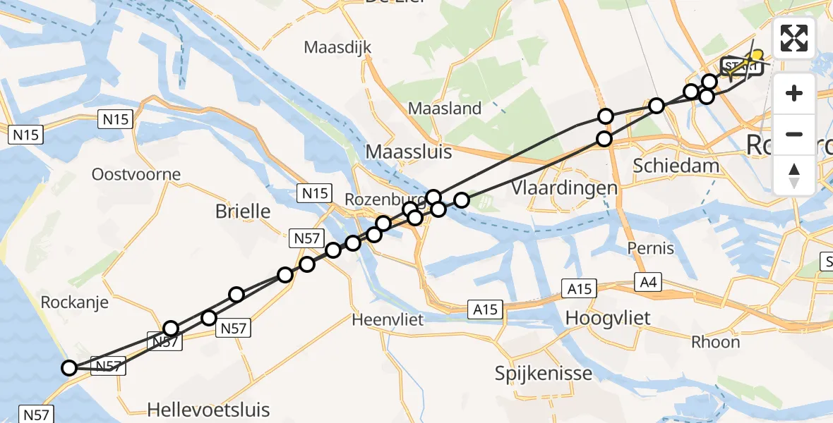 Routekaart van de vlucht: Lifeliner 2 naar Rotterdam The Hague Airport, Brandenburgbaan