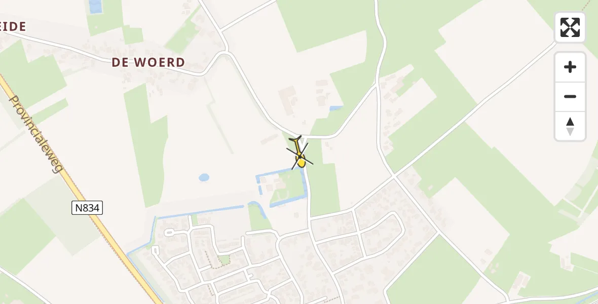 Routekaart van de vlucht: Politiehelikopter naar Kerk-Avezaath