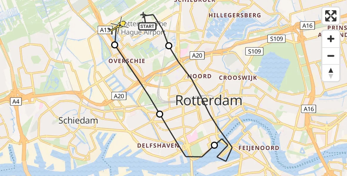 Routekaart van de vlucht: Lifeliner 2 naar Rotterdam The Hague Airport, Ada Lovelacestraat