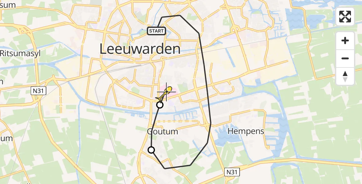 Routekaart van de vlucht: Lifeliner 4 naar Leeuwarden, Insulindestraat