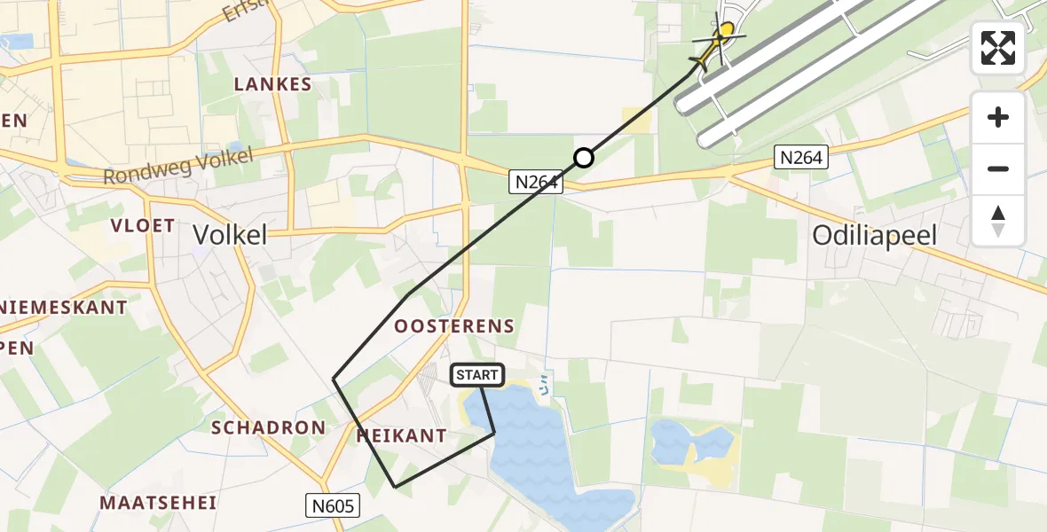 Routekaart van de vlucht: Lifeliner 3 naar Vliegbasis Volkel, Heikantsepad