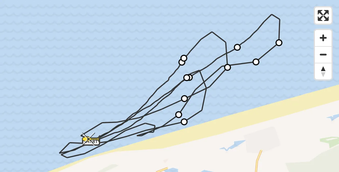 Routekaart van de vlucht: Kustwachthelikopter naar West-Terschelling, Badweg West