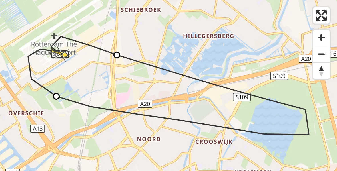 Routekaart van de vlucht: Lifeliner 2 naar Rotterdam The Hague Airport, Gilze-Rijenstraat