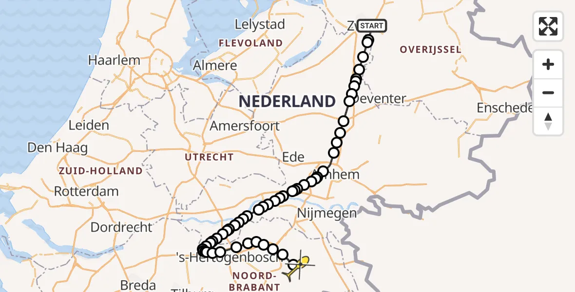 Routekaart van de vlucht: Lifeliner 3 naar Vliegbasis Volkel, Weteringkade