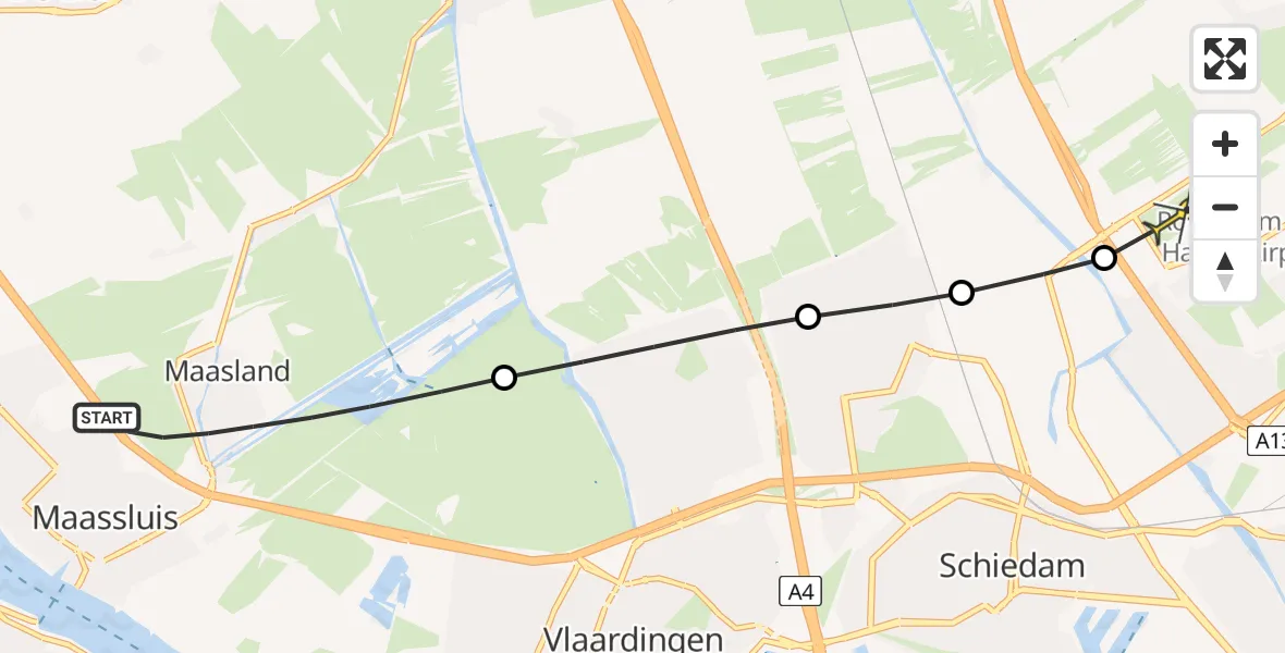 Routekaart van de vlucht: Lifeliner 2 naar Rotterdam The Hague Airport, Kluiskade