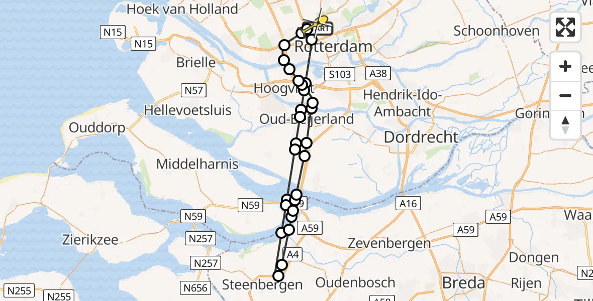 Routekaart van de vlucht: Lifeliner 2 naar Rotterdam The Hague Airport, Orlybaan