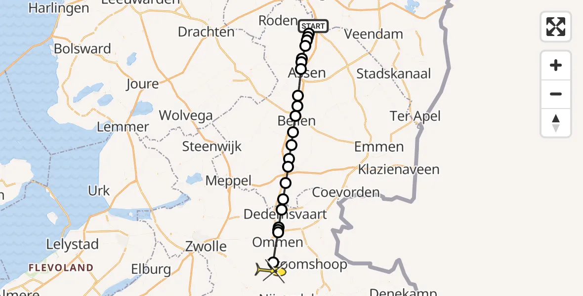 Routekaart van de vlucht: Lifeliner 4 naar Lemele, Luchtenburgerweg