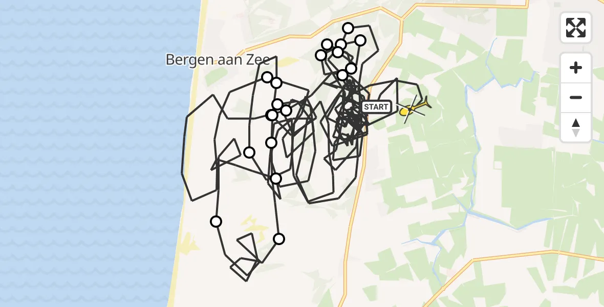 Routekaart van de vlucht: Politieheli naar Bergen, Herenweg