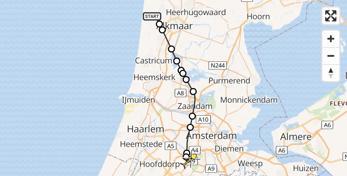 Routekaart van de vlucht: Politieheli naar Schiphol, Herenweg