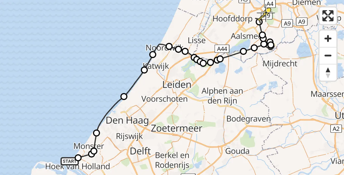 Routekaart van de vlucht: Politieheli naar Schiphol, Stuifkenszand