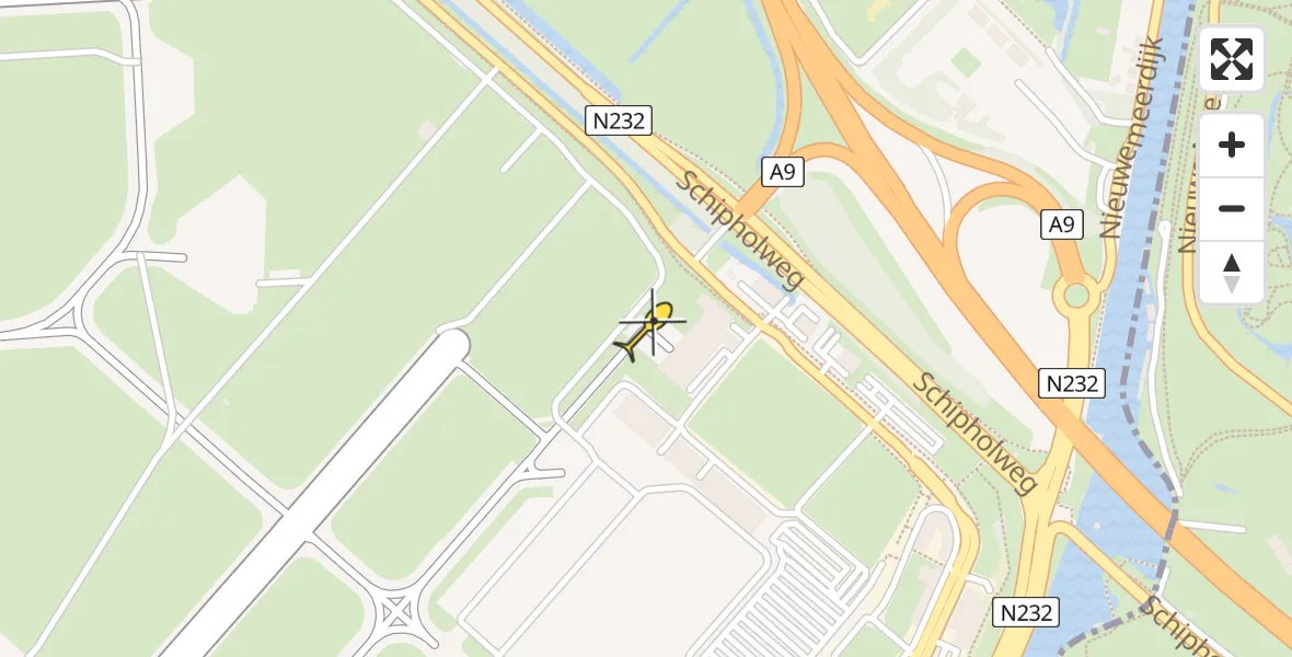 Vluchtroute Politiehelikopter van Schiphol naar Schiphol