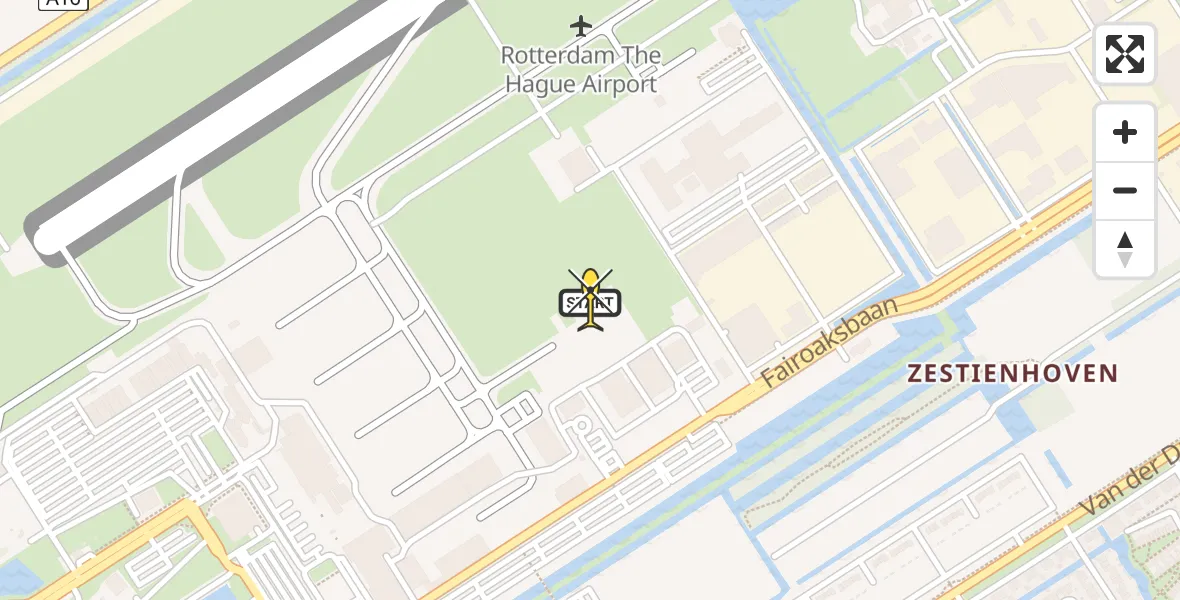 Routekaart van de vlucht: Politiehelikopter naar Rotterdam The Hague Airport, Fairoaksbaan