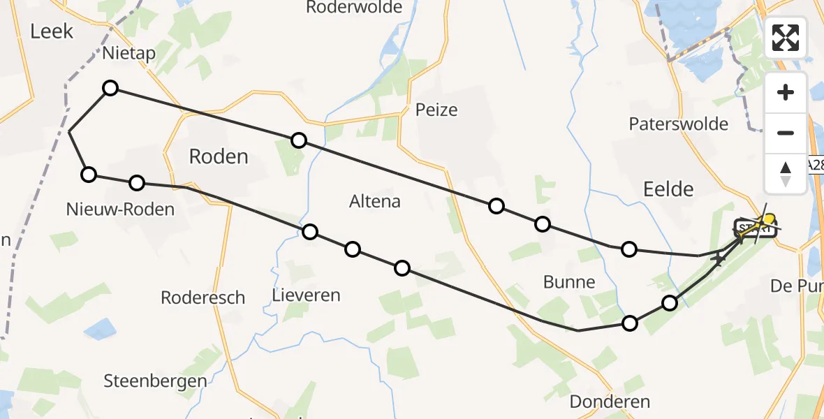 Routekaart van de vlucht: Lifeliner 4 naar Groningen Airport Eelde, Veldkampweg