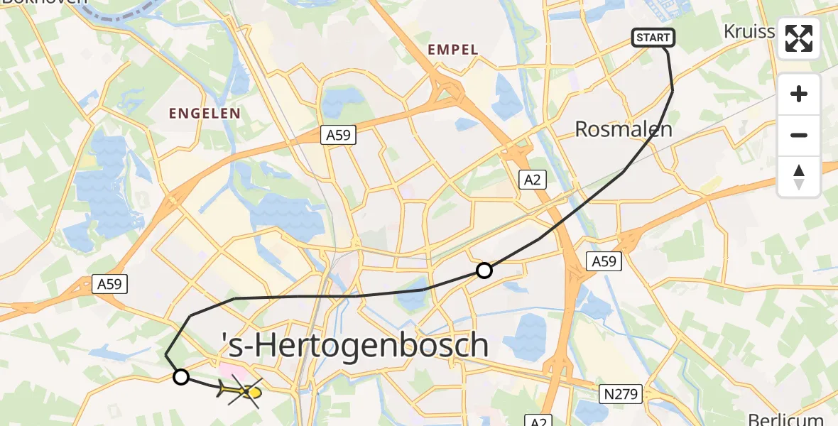 Routekaart van de vlucht: Lifeliner 3 naar Vught, Pastoor Hordijkstraat