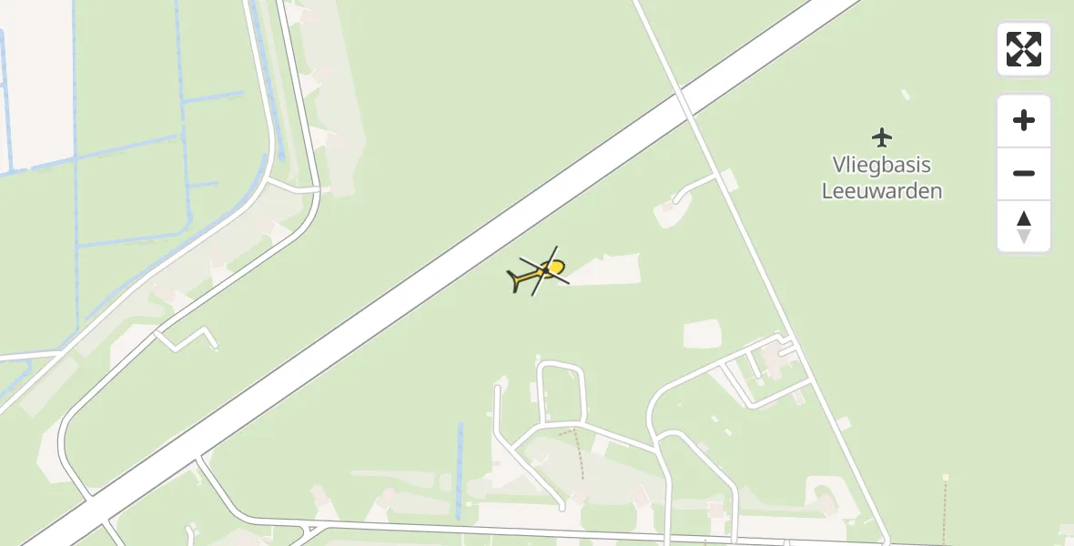 Vluchtroute Ambulancehelikopter van Vliegbasis Leeuwarden naar Vliegbasis Leeuwarden