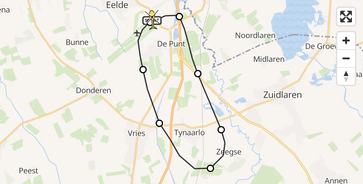 Routekaart van de vlucht: Lifeliner 4 naar Groningen Airport Eelde, Moespot