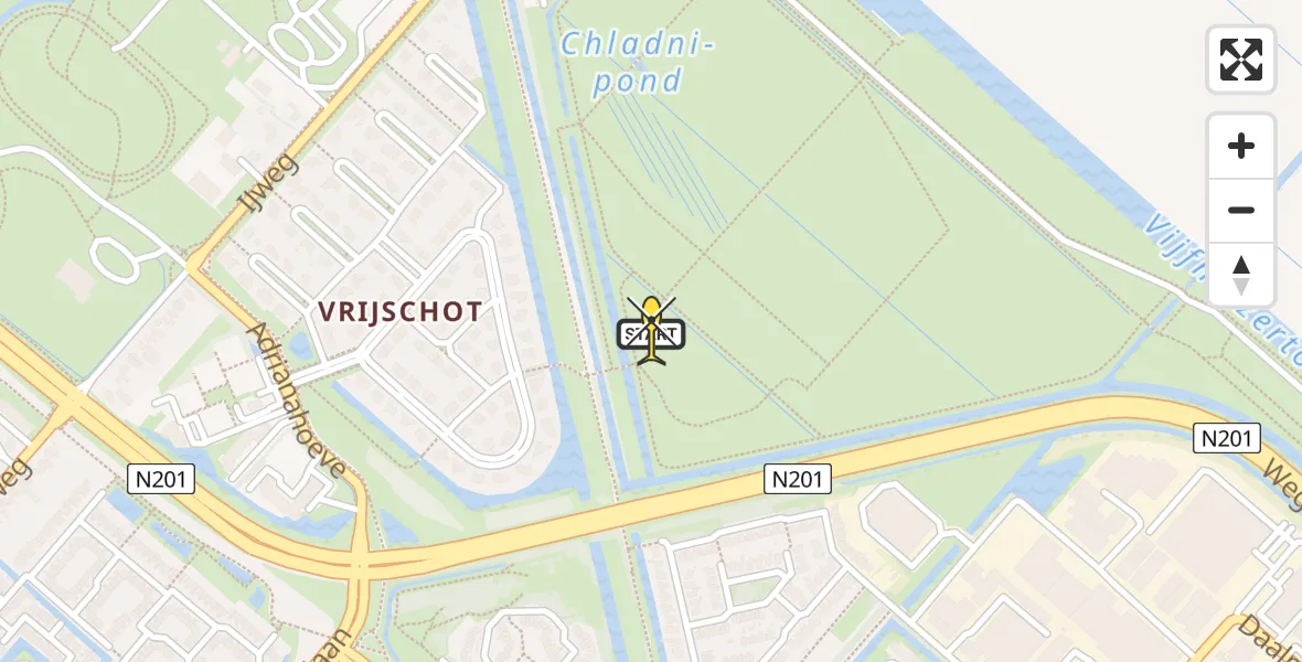 Routekaart van de vlucht: Lifeliner 2 naar Hoofddorp, Liniepad