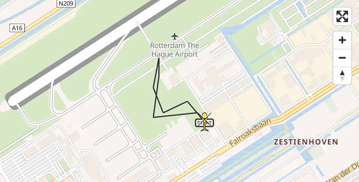 Routekaart van de vlucht: Lifeliner 2 naar Rotterdam The Hague Airport, Brandenburgbaan