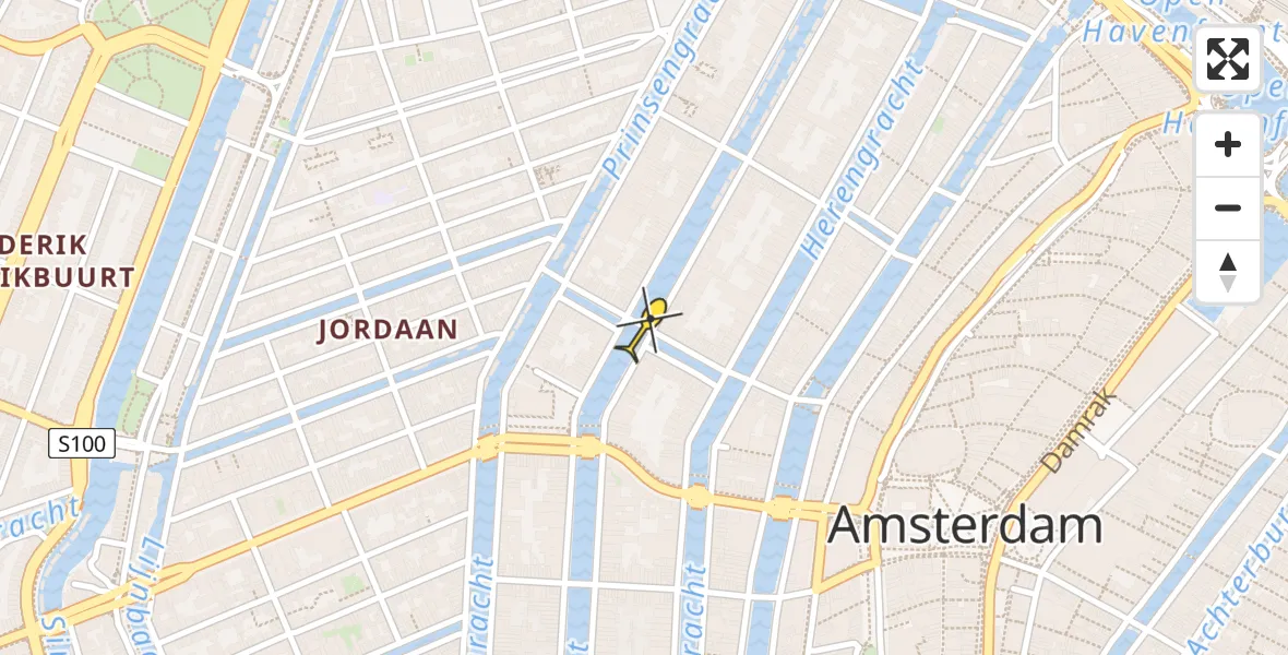 Routekaart van de vlucht: Lifeliner 1 naar Amsterdam