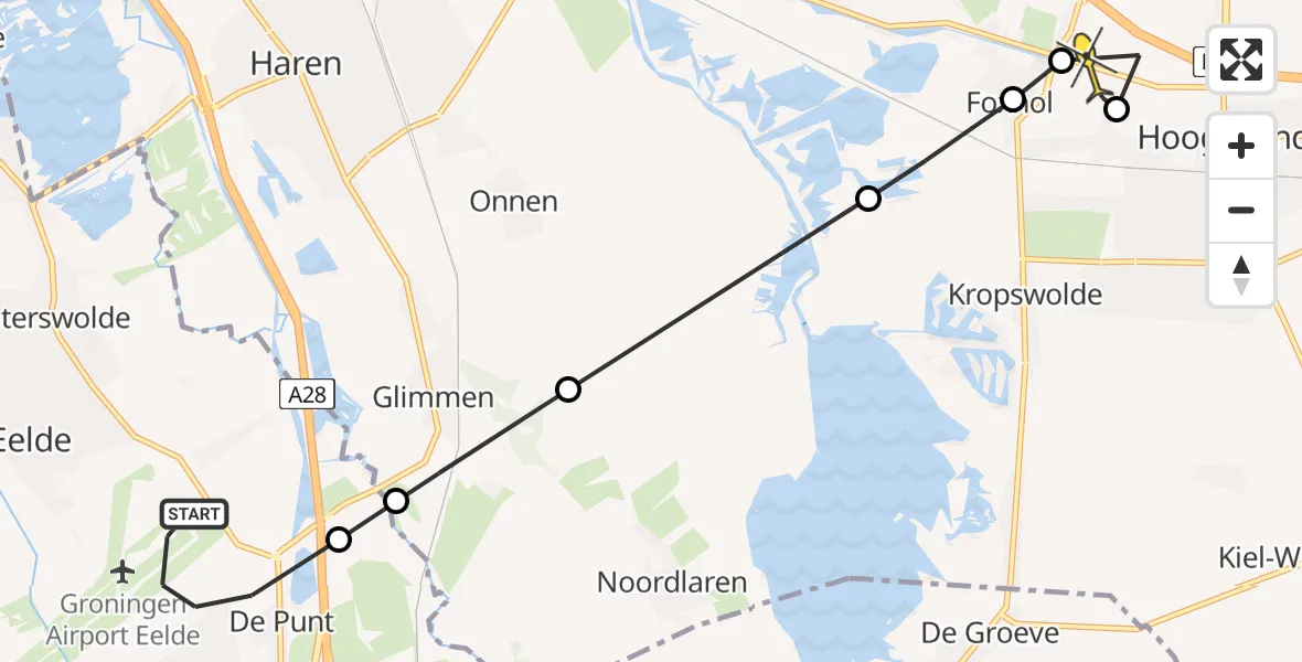 Routekaart van de vlucht: Lifeliner 4 naar Kolham, Vissersweg