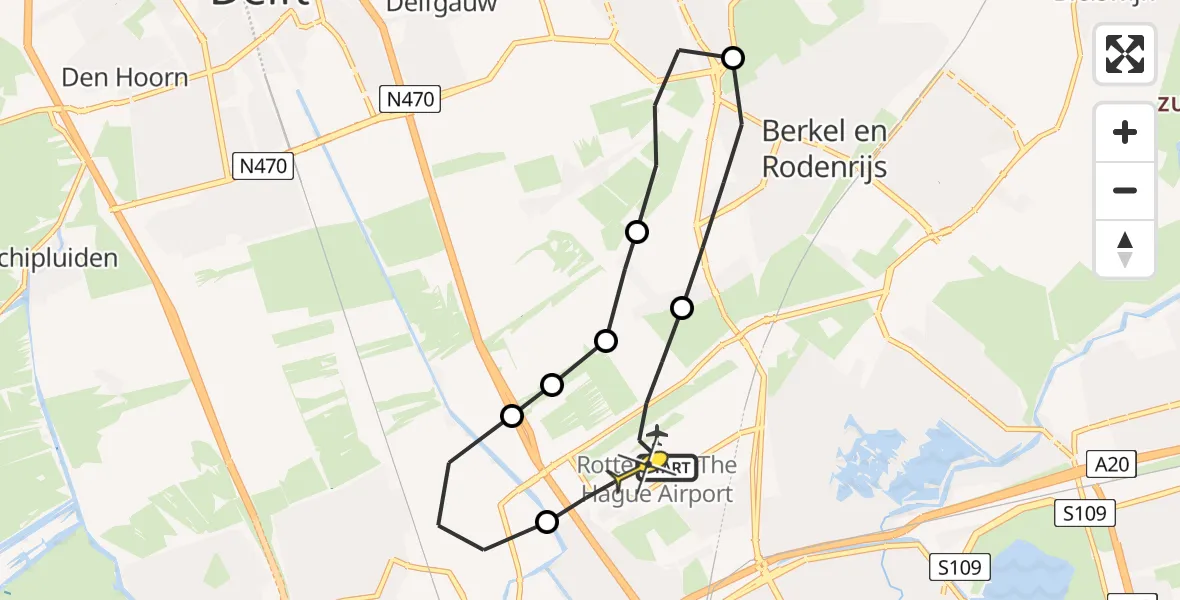 Routekaart van de vlucht: Lifeliner 2 naar Rotterdam The Hague Airport, Faunalaan