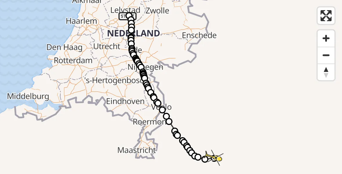 Routekaart van de vlucht: Traumahelikopter naar Sankt Augustin, Flamingoweg