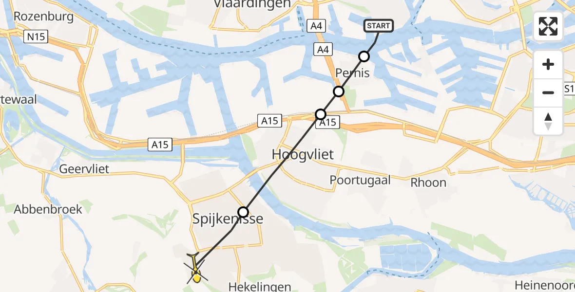 Routekaart van de vlucht: Lifeliner 2 naar Spijkenisse, Jachthavenlaan