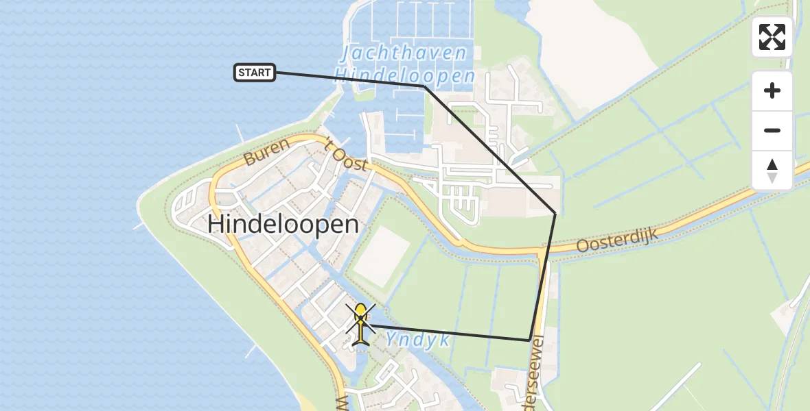 Routekaart van de vlucht: Lifeliner 4 naar Hindeloopen, Tuinbouwland