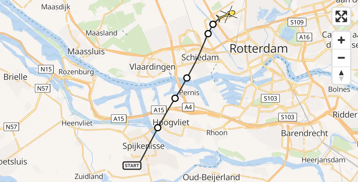 Routekaart van de vlucht: Lifeliner 2 naar Rotterdam The Hague Airport, Zichtvoorde