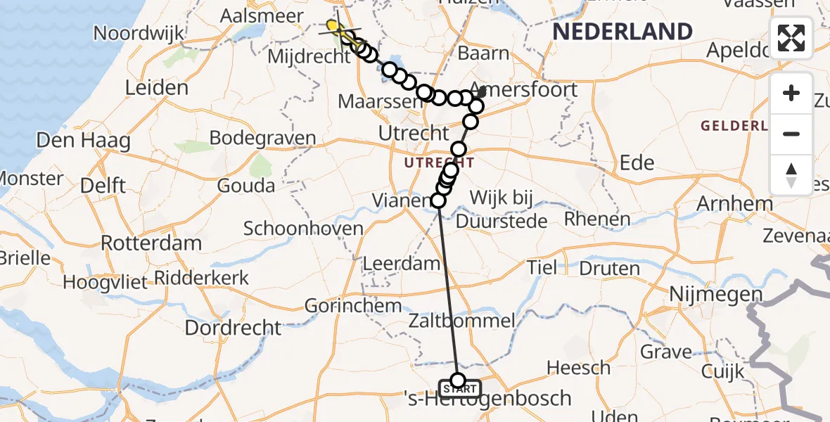 Routekaart van de vlucht: Politiehelikopter naar Vinkeveen, De Bellaard