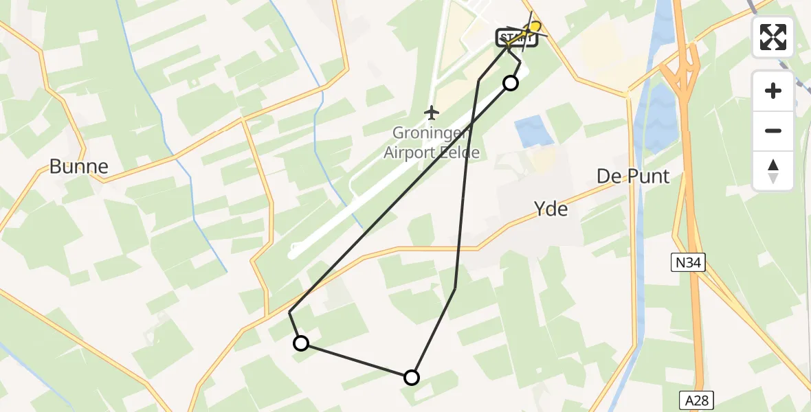 Routekaart van de vlucht: Lifeliner 4 naar Groningen Airport Eelde, Moespot