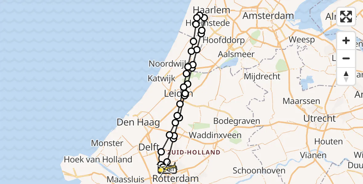 Routekaart van de vlucht: Lifeliner 2 naar Rotterdam The Hague Airport, Ruys de Perezlaan