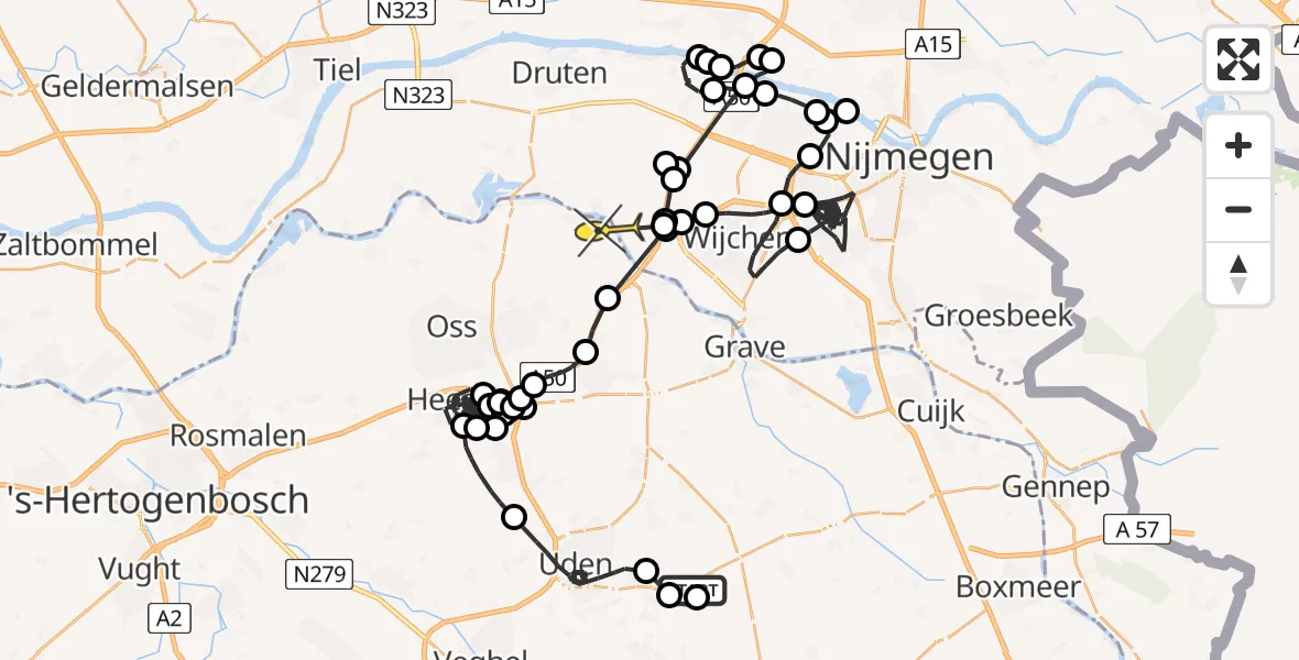 Routekaart van de vlucht: Politieheli naar Demen, Eekhoornlaan