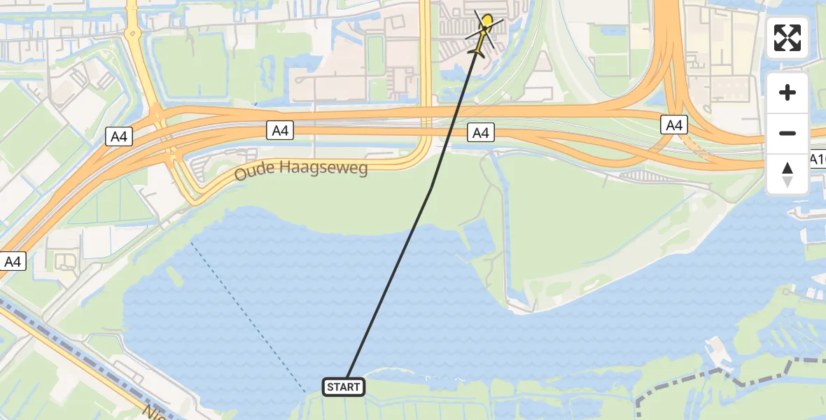 Routekaart van de vlucht: Politieheli naar Amsterdam, employee access