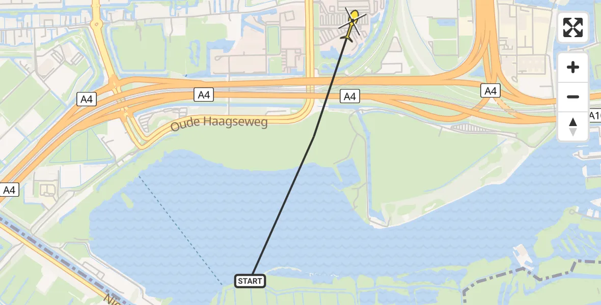 Vluchtroute Politiehelikopter van Amsterdam naar Amsterdam