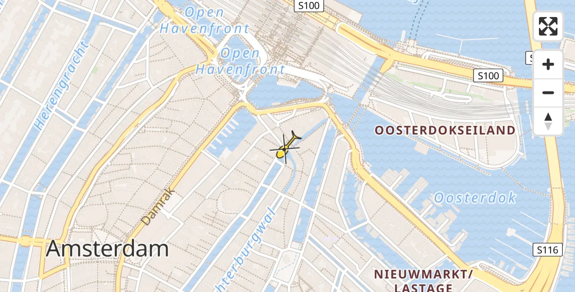Vluchtroute Politiehelikopter van Amsterdam naar Amsterdam