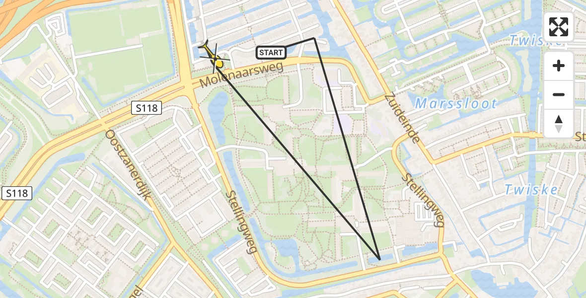 Vluchtroute Politiehelikopter van Amsterdam naar Amsterdam