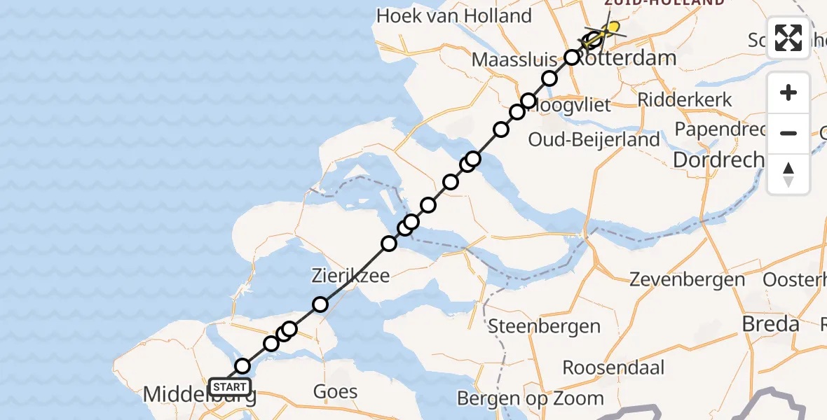 Routekaart van de vlucht: Lifeliner 2 naar Rotterdam The Hague Airport, Ruilverkavelingsweg