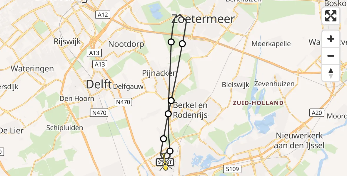 Routekaart van de vlucht: Lifeliner 2 naar Rotterdam The Hague Airport, A16 Rotterdam