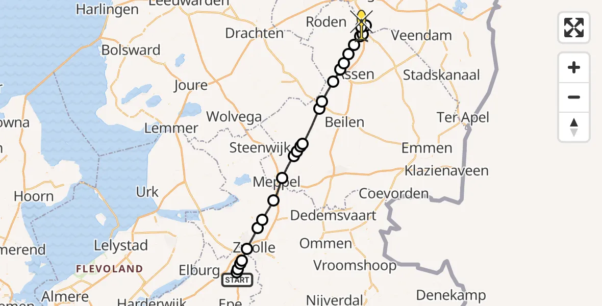 Routekaart van de vlucht: Lifeliner 4 naar Groningen Airport Eelde, Nieuwe Zuidweg