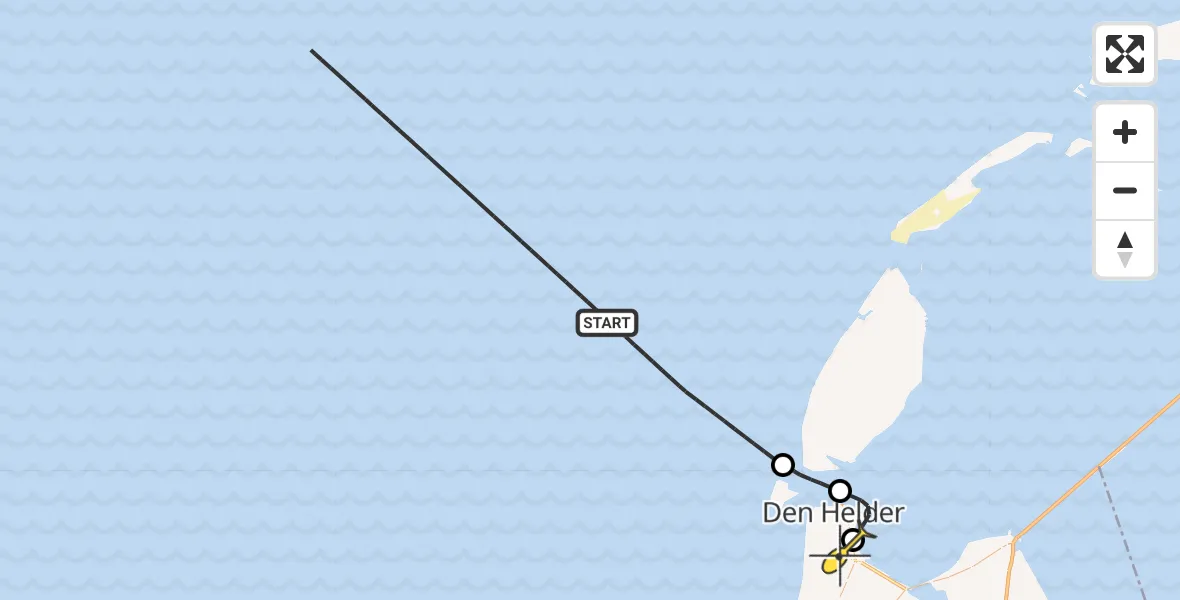 Routekaart van de vlucht: Kustwachthelikopter naar Vliegveld De Kooy, Luchthavenweg