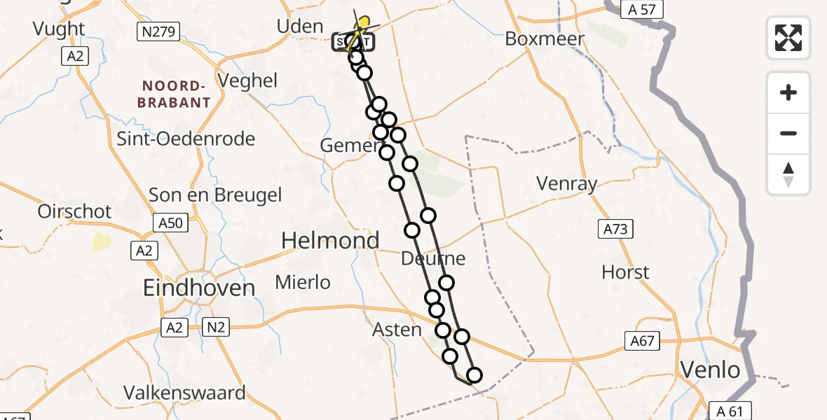 Routekaart van de vlucht: Lifeliner 3 naar Vliegbasis Volkel, Oosterheidestraat