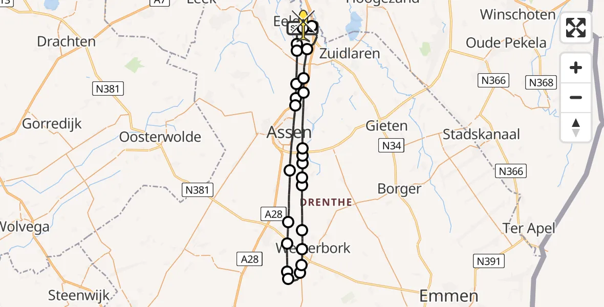 Routekaart van de vlucht: Lifeliner 4 naar Groningen Airport Eelde, Vissersweg