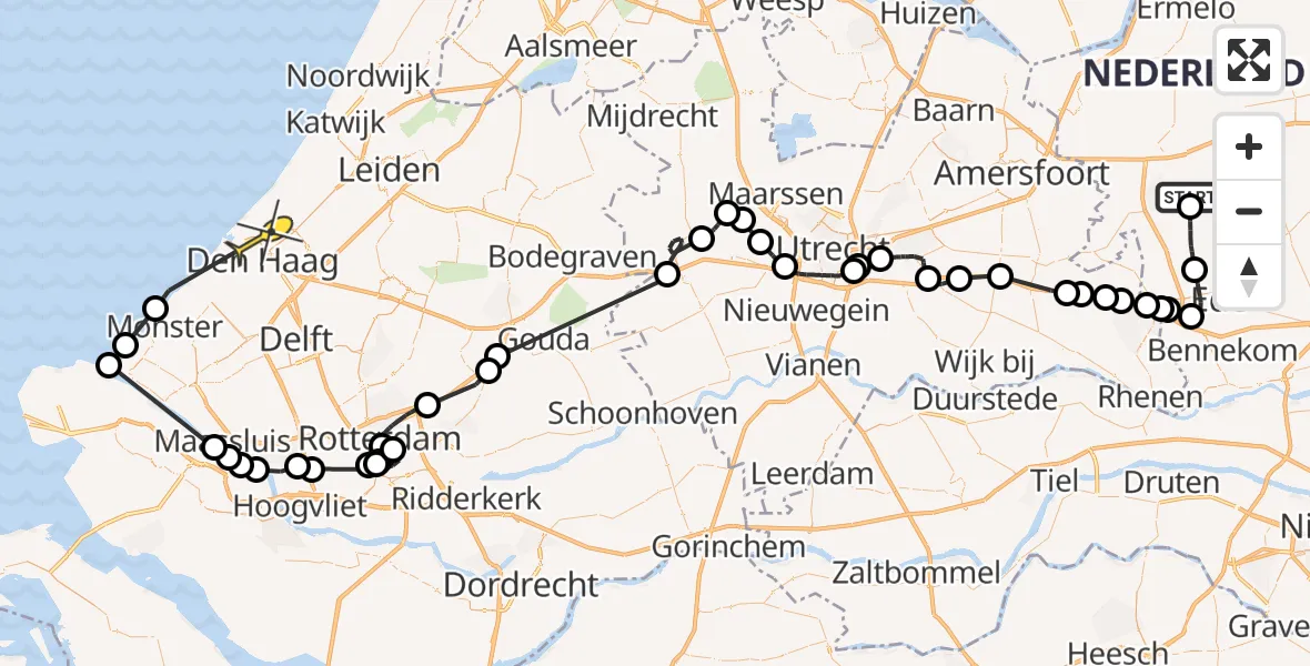 Routekaart van de vlucht: Politieheli naar Den Haag, Zeggelaarsweg